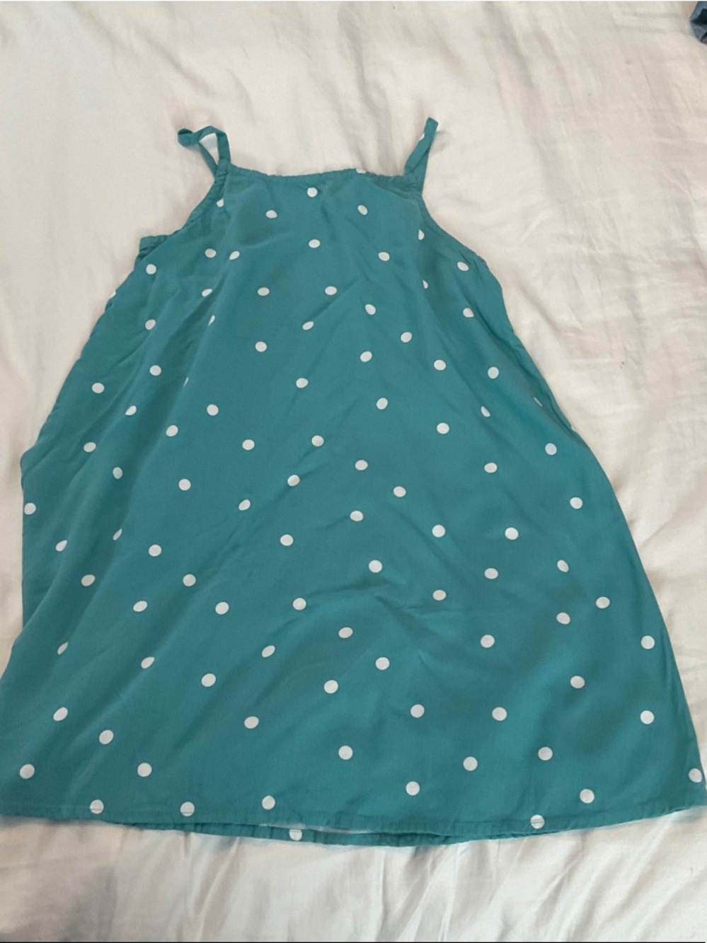 Cat & Jack Teal Polka Dot Sundress with White Dots